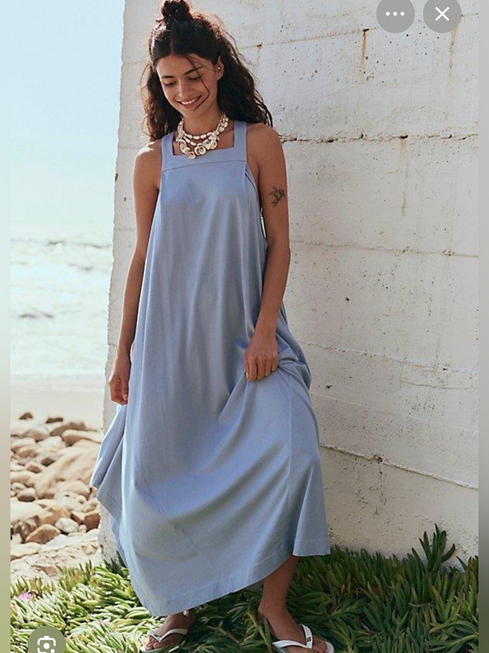 Free People Erin Midi Dress in Gray Blue
